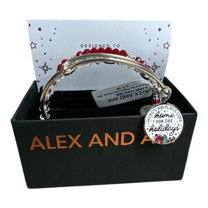 Alex & Ani Silver Red 3 Bracelets Home For The Holidays NWT